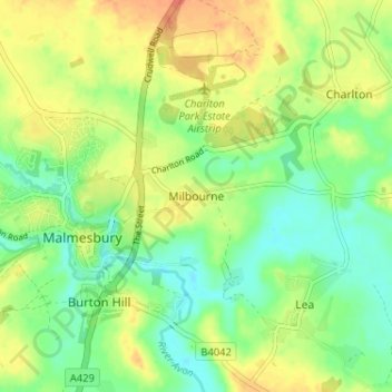 Milbourne topographic map, elevation, terrain