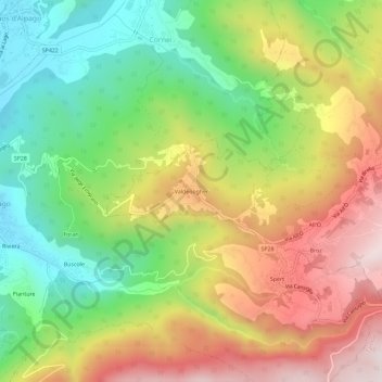 Valdenogher topographic map, elevation, terrain