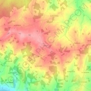 Tisseuil topographic map, elevation, terrain