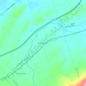 Walnut Bottom topographic map, elevation, terrain