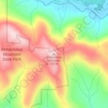 Rendezvous Mountain topographic map, elevation, terrain
