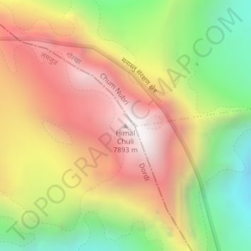Himal Chuli topographic map, elevation, terrain