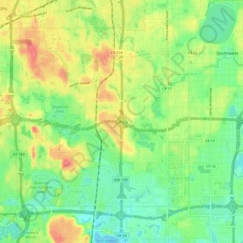 Edina topographic map, elevation, terrain
