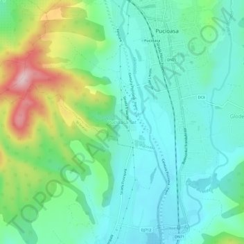 Pucioasa-Sat topographic map, elevation, terrain