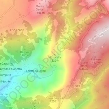 Motticella topographic map, elevation, terrain