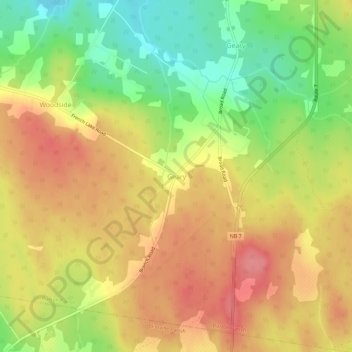 Geary topographic map, elevation, terrain