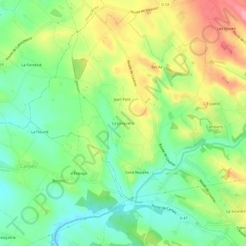 La Jonquière topographic map, elevation, terrain