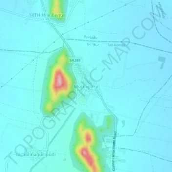 Mothadaka topographic map, elevation, terrain