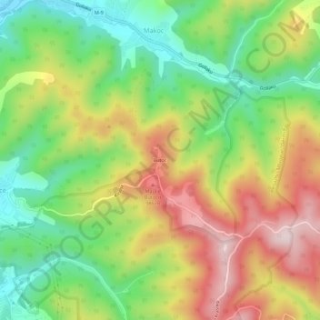 Butoc topographic map, elevation, terrain