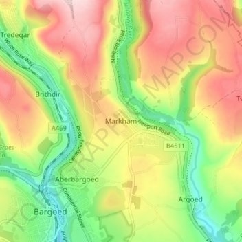 Markham topographic map, elevation, terrain