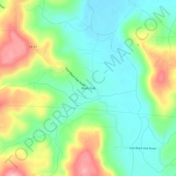 Black Oak topographic map, elevation, terrain