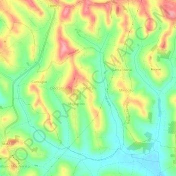 Biletta topographic map, elevation, terrain