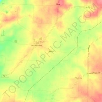 Higdon topographic map, elevation, terrain