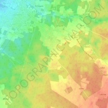 Marthian topographic map, elevation, terrain