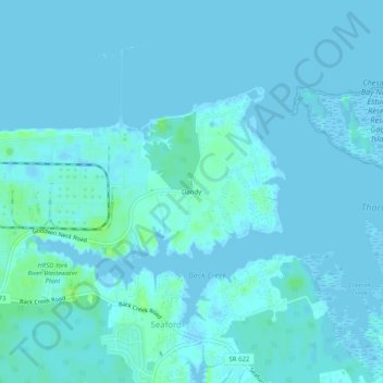 Dandy topographic map, elevation, terrain
