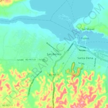 San Benito Topographic Map, Elevation, Terrain