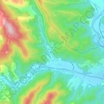 Mas de La Cuitte topographic map, elevation, terrain