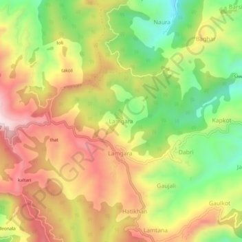 Lamgara topographic map, elevation, terrain