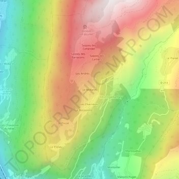 Le Mollaret topographic map, elevation, terrain