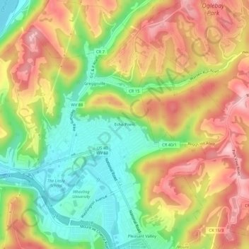 Echo Point topographic map, elevation, terrain