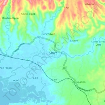Ragay topographic map, elevation, terrain
