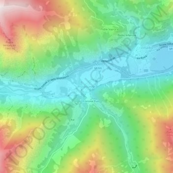 Pratolungo topographic map, elevation, terrain