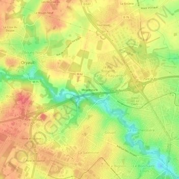 Moquesouris topographic map, elevation, terrain