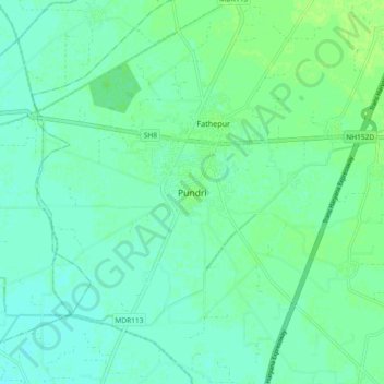 Pundri topographic map, elevation, terrain