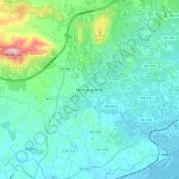 Moncarapacho topographic map, elevation, terrain