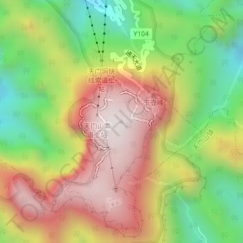 Tianmen Mountain topographic map, elevation, terrain