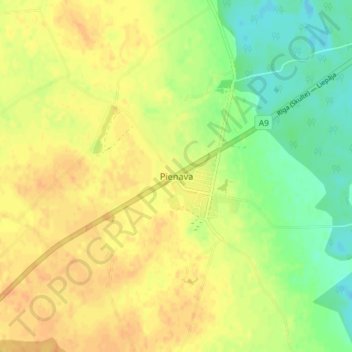 Pienava topographic map, elevation, terrain