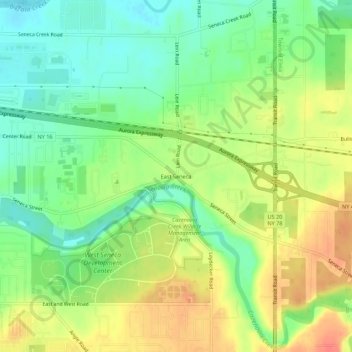 East Seneca topographic map, elevation, terrain