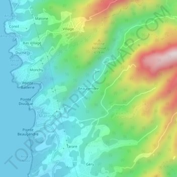 Beaugendre topographic map, elevation, terrain