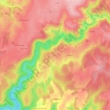 Lherm topographic map, elevation, terrain