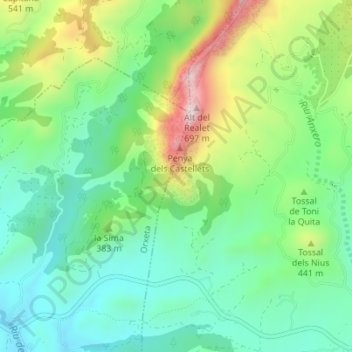Codolla del Castellet topographic map, elevation, terrain