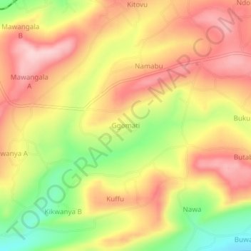 Ggomati topographic map, elevation, terrain