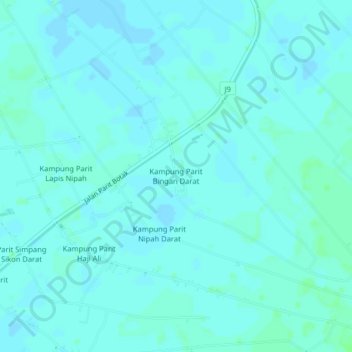 Kampung Parit Bingan Darat topographic map, elevation, terrain