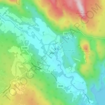Siljan topographic map, elevation, terrain