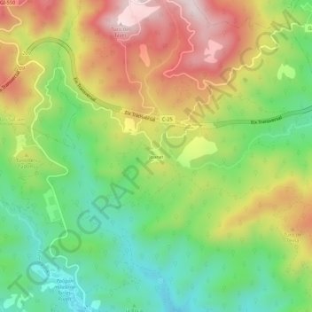 Joanet topographic map, elevation, terrain