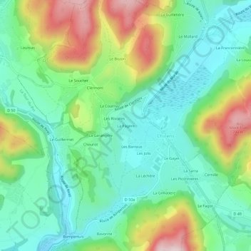 La Pagère topographic map, elevation, terrain