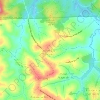 Araçoiabinha topographic map, elevation, terrain
