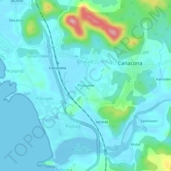 Ponsulem topographic map, elevation, terrain