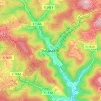 Neulautern topographic map, elevation, terrain