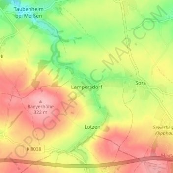 Lampersdorf topographic map, elevation, terrain