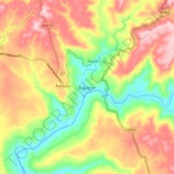 Rajapur topographic map, elevation, terrain