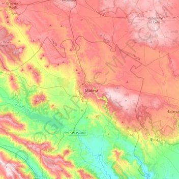 Matera topographic map, elevation, terrain