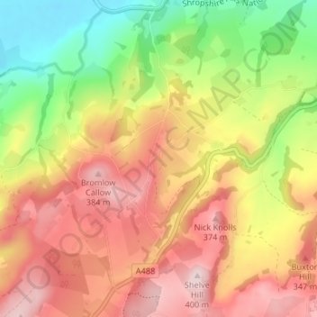 Bentlawnt topographic map, elevation, terrain