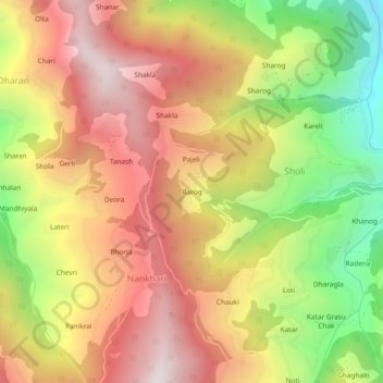 Barog topographic map, elevation, terrain