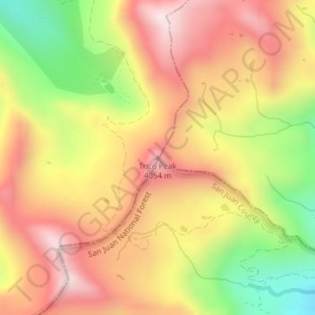 Trico Peak topographic map, elevation, terrain