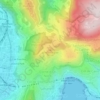 Mont Vinaigrier topographic map, elevation, terrain